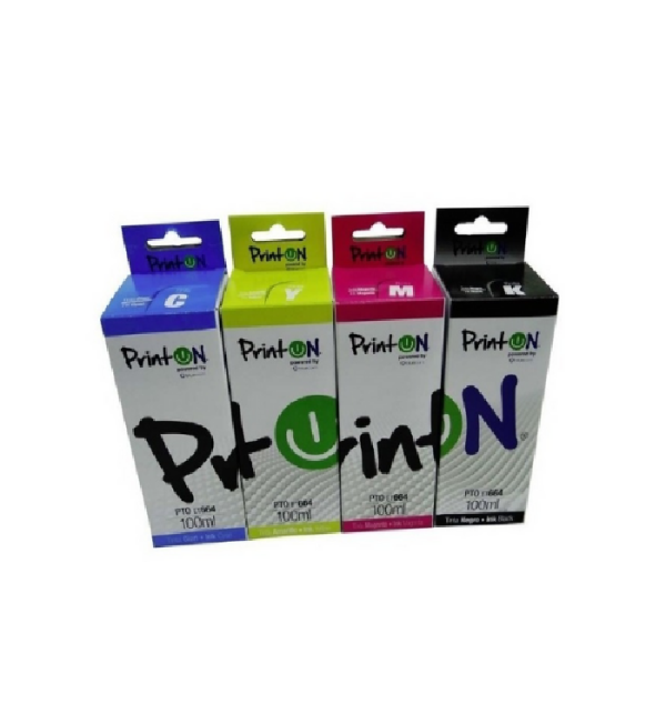 Tinta Printon Color Black, Yellow,Cyan,Magenta P/epson T664 100ml